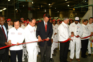 In 2003, South Carolina Governor Mark Sanford helped Honda of South Carolina Mfg. dedicate its new personal watercraft assembly plant in Timmonsville, S.C. The plant became Honda's second in Timmonsville and 12th in North America.